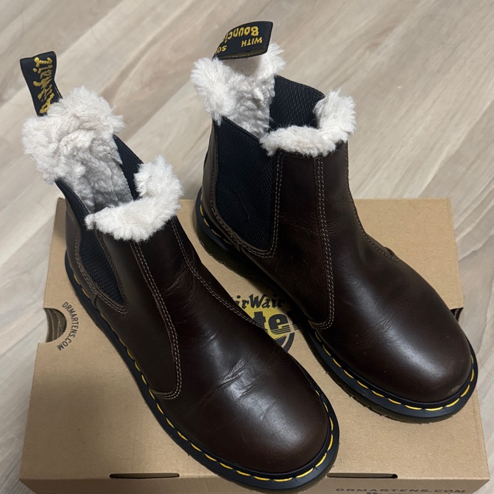 Dr. Martens Women Dark Brown Boots with Cozy Lining